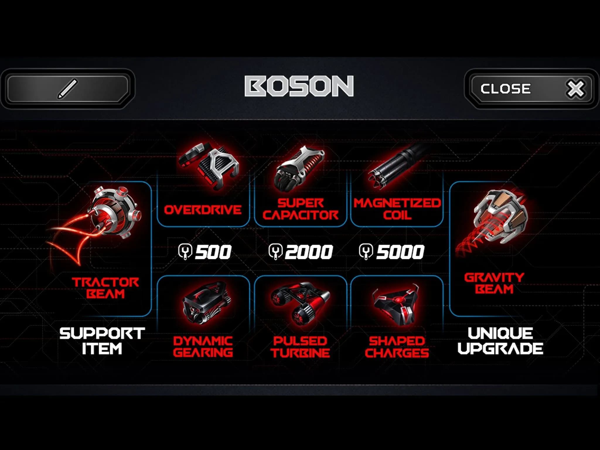 Скриншот характеристик автомобиля Boson.
